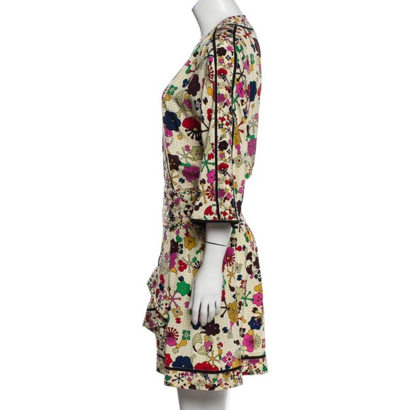 Kenzo Tanami print faux wrap silk dress v-neck, 40 - Picture 3 of 5